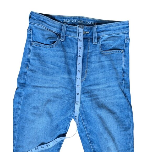 American Eagle Outfitters High Waisted Blue Skinny Jeans Women Size 2 - Picture 7 of 8